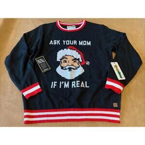 Tipsy Elves Ask Your Mom If I’m Real Santa Christmas Sweater (Youth XL) NWT